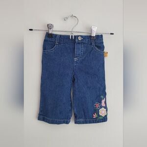 Disney Baby Winnie The Pooh Kids Denim Jeans w/ Floral Embroidery Size 18 Months